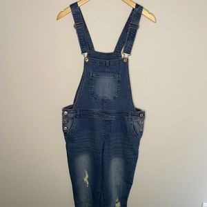 Distressed overalls